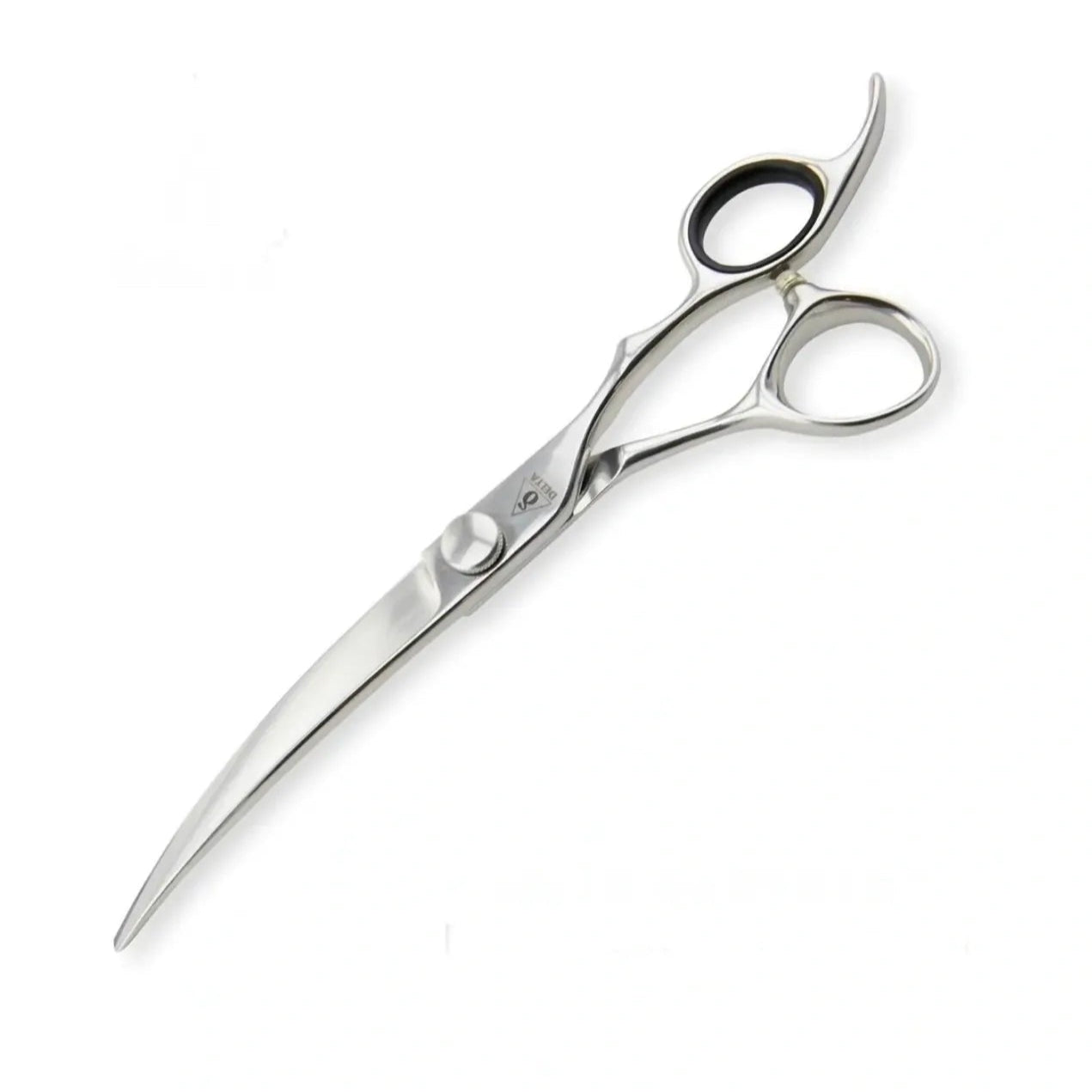 Delta Dog Grooming Scissors 7" Curve Metal Scissors on white background close up 