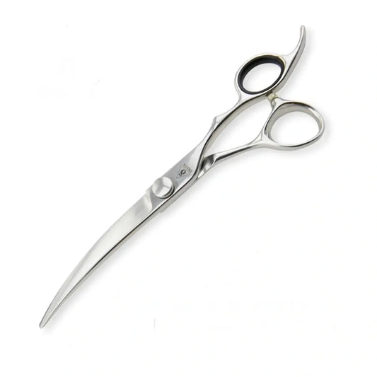 Delta Dog Grooming Scissors 7" Curve Metal Scissors on white background close up 