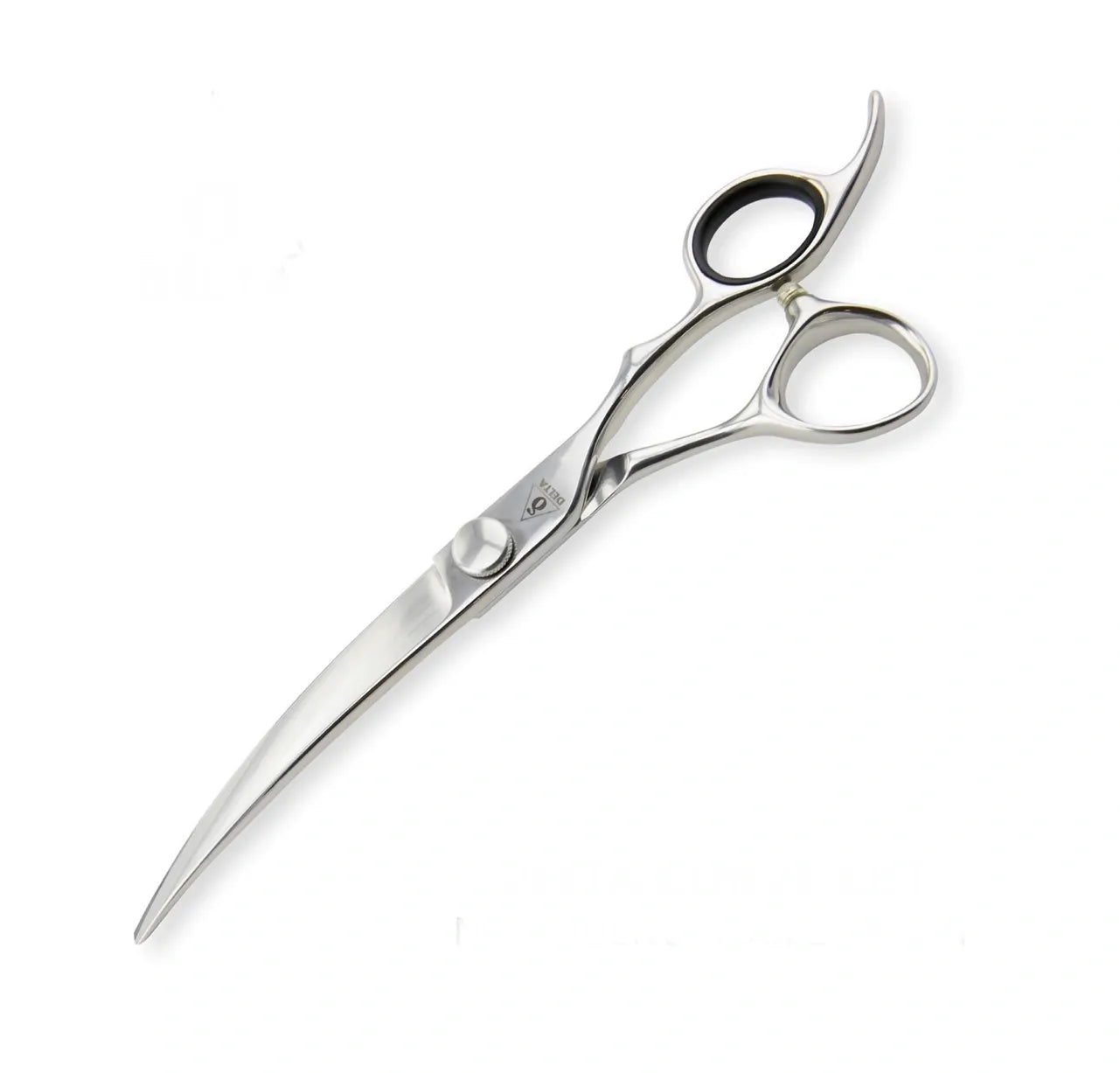 Delta Straight 7” Serra Cut Dog Grooming Scissors closed on white background 