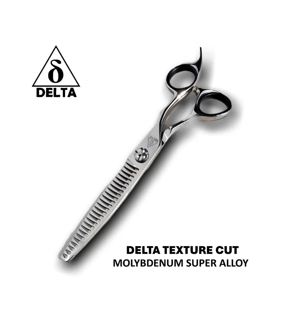 Delta texture cut dog grooming scissors view of closed scissors on white background 